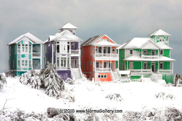 Rainbow Houses in Snow (c)2017 www.NormsGallery.com